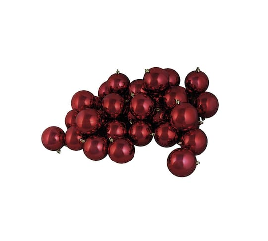 60ct Shiny Burgundy Red Shatterproof Ball Ornaments